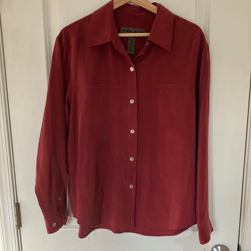 Vintage Jones Jeans Silk Button-Up Shirt L